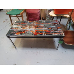 TABLE BASSE VINTAGE CARRELÉE 
