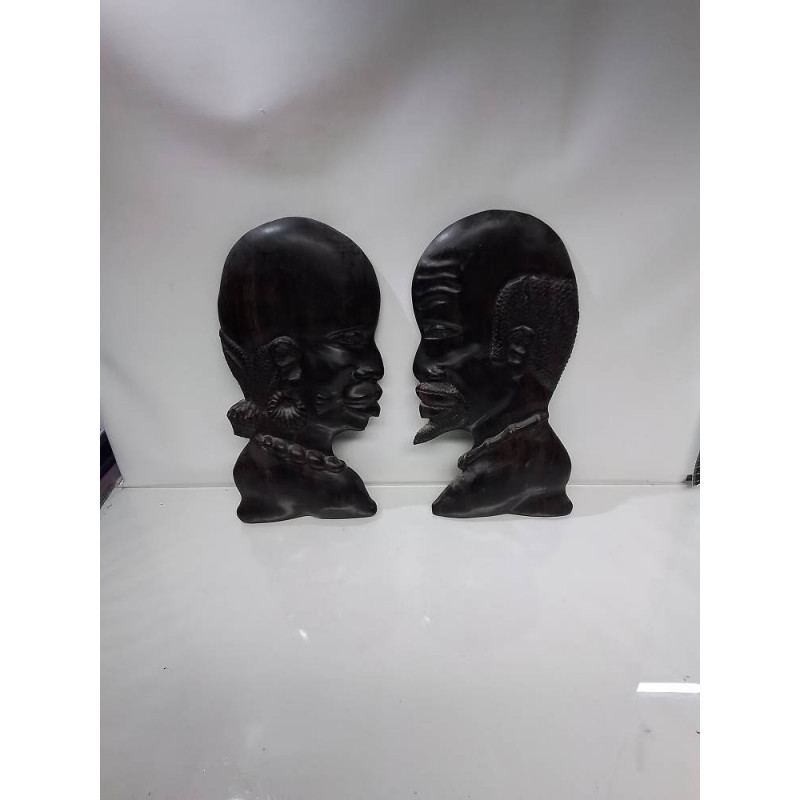 LOT VISAGES AFRICAIN BOIS