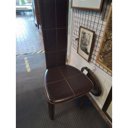 LOT DE 4 CHAISES CUIR BRUN...