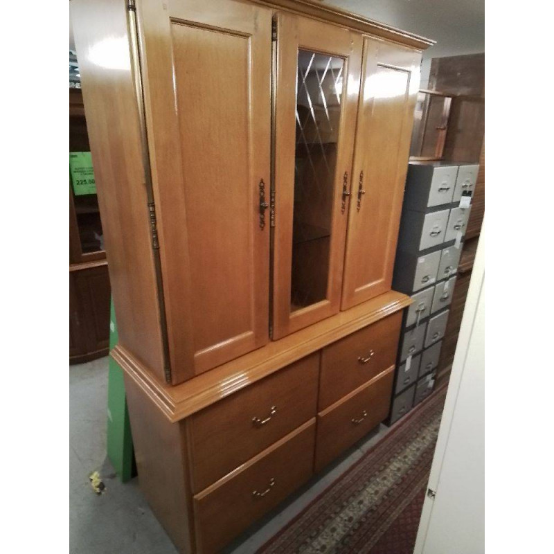 BUFFET 2 CORPS VITRÉ 3 PORTES 4 TIROIRS 