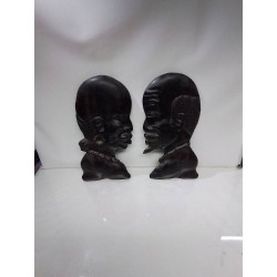 LOT VISAGES AFRICAIN BOIS