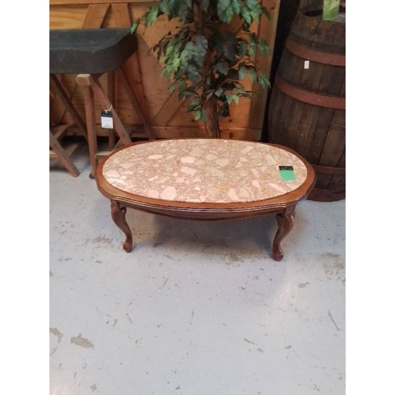TABLE BASSE BOIS DESSUS MARBRE 