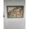 AQUARELLE AU BORD DU RUISSEAU SIGNEE