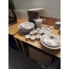 SERVICES PORCELAINE MOTIF FLEURS ET FAISANS BORD DORE