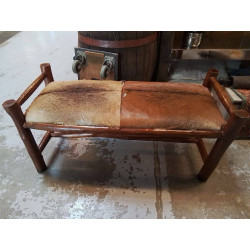 BANC BAMBOU PEAU DE VACHE 