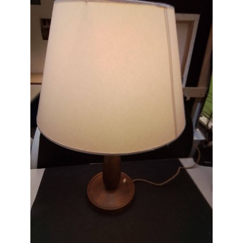 LAMPE A POSER BOIS ABAT JOUR BEIGE 