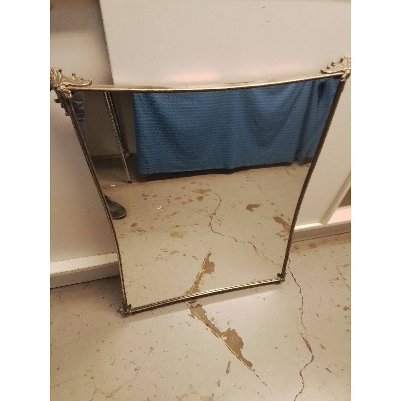 MIROIR ANCIEN CADRE METAL GRIS