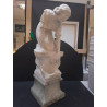 SCULPTURE ANCIENNE MARBRE BLANC SUR SOCLE
