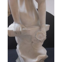SCULPTURE ANCIENNE MARBRE BLANC SUR SOCLE