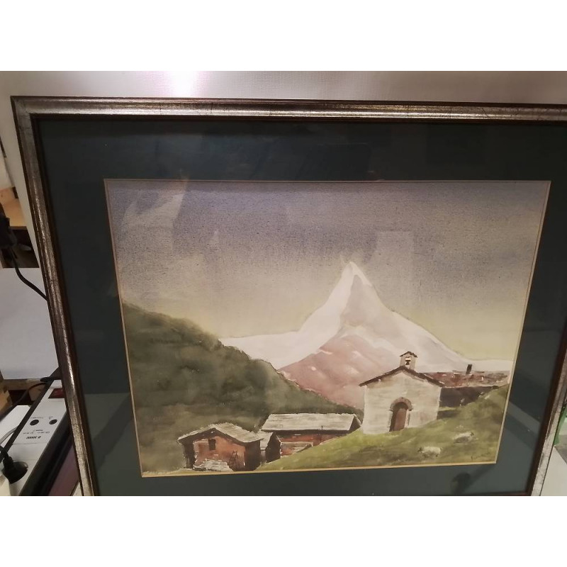 AQUARELLE PAYSAGE MONTAGNEUX RANSON