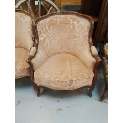 FAUTEUIL BERGÈRE VELOURS BRUN 