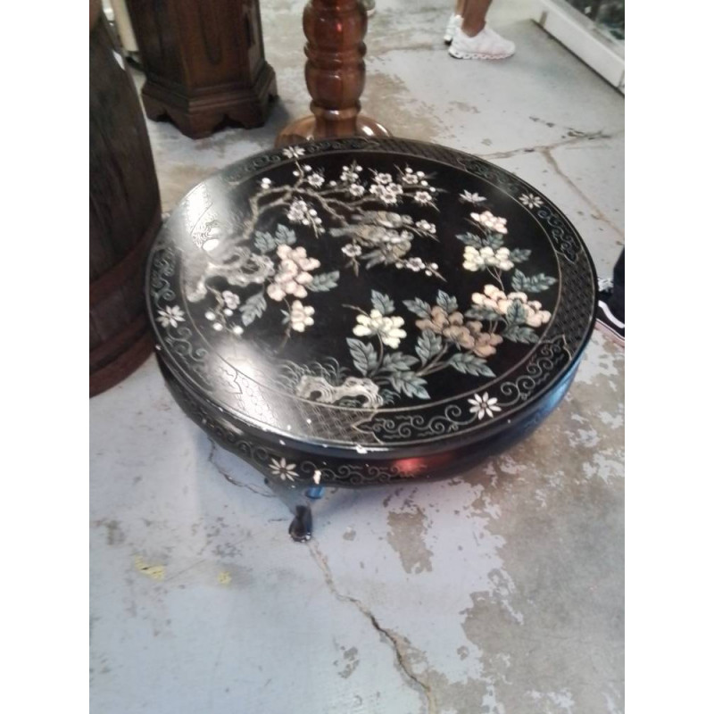 TABLE BASSE RONDE STYLE CHINOIS 