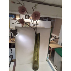 VASE VERRE VERT + FLEURS SIA