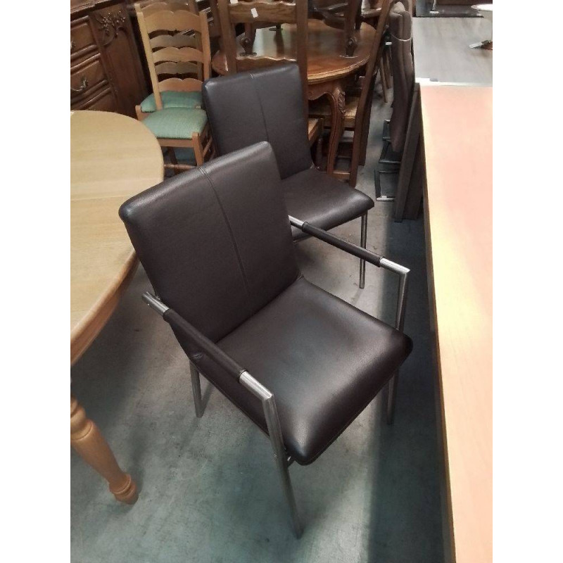 FAUTEUIL CUIR MARRON 