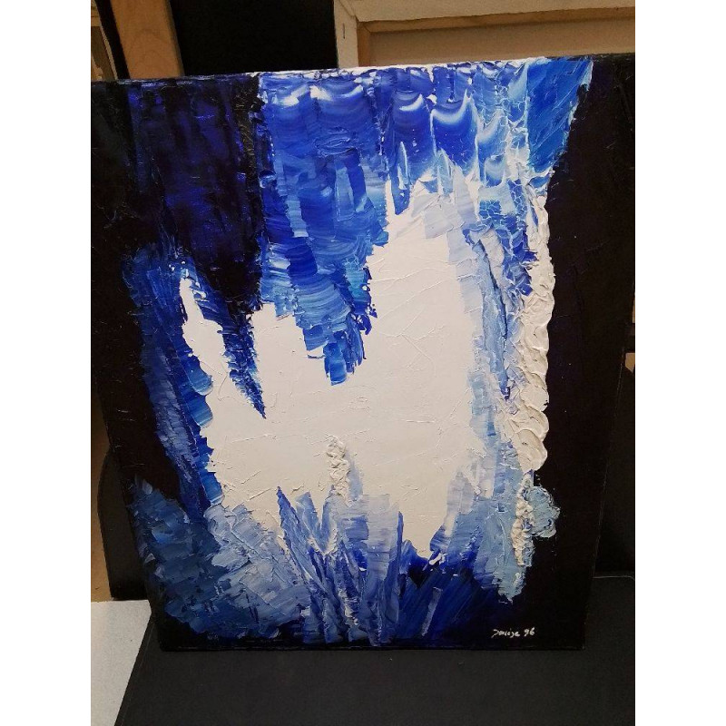 TABLEAU ABSTRAIT BLEU BLANC DENISE 96