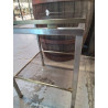 BOUT DE CANAPÉ DESIGN ANNEES 70 LAITON VERRE FUMÉ 