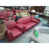 SALON CLUB CUIR ROUGE 2+1+1
