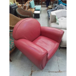 SALON CLUB CUIR ROUGE 2+1+1
