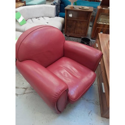 SALON CLUB CUIR ROUGE 2+1+1