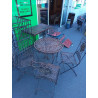 TABLE DE JARDIN + CHAISES FER FORGÉ + COUSSINS 