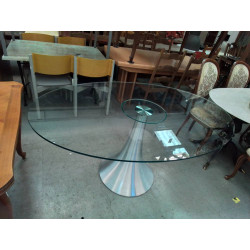 TABLE VERRE OVALE PIED...