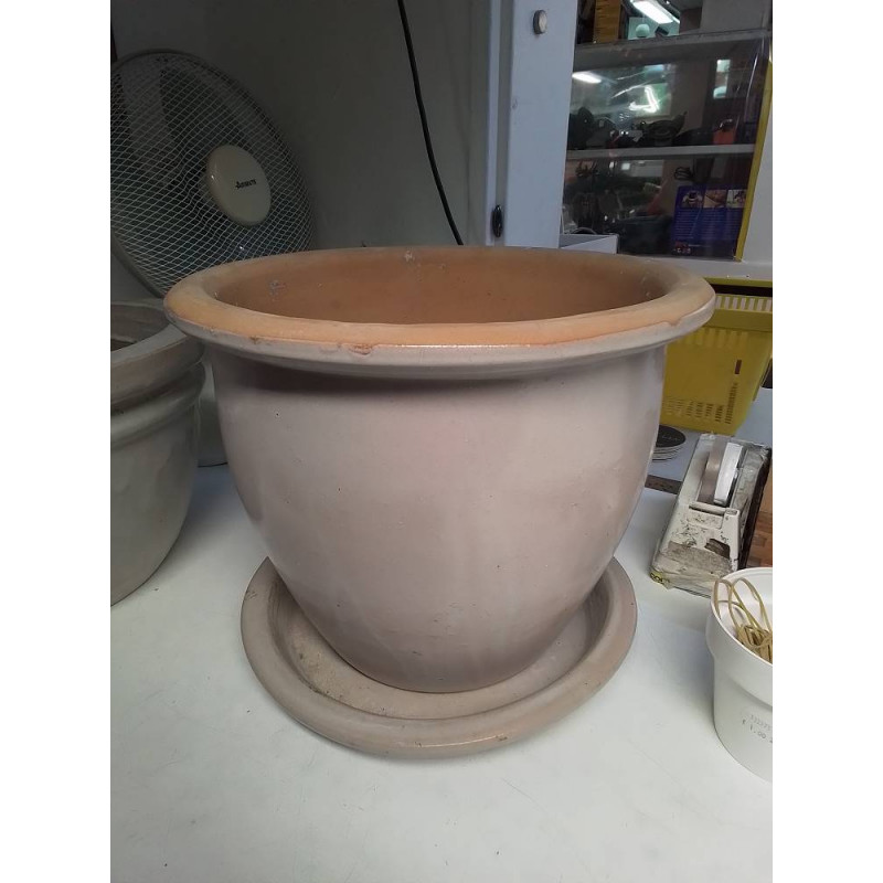 CACHE POT TERRE CUITE AVEC SOUS POT 