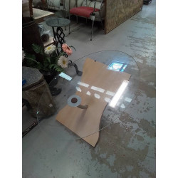 TABLE BASSE VERRE ET BOIS 