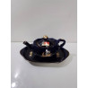 MINIATURE CAFETIERE ET PLATEAU PORCELAINE BLEU