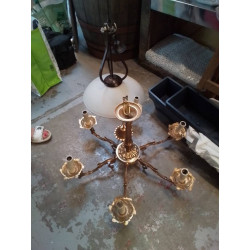 LUSTRE 6 BRANCHES METAL DORÉ 