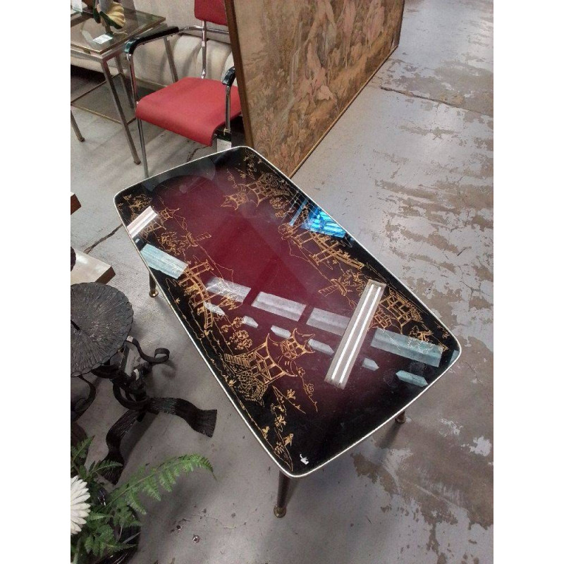 TABLE BASSE VINTAGE MOTIF JAPONAIS 