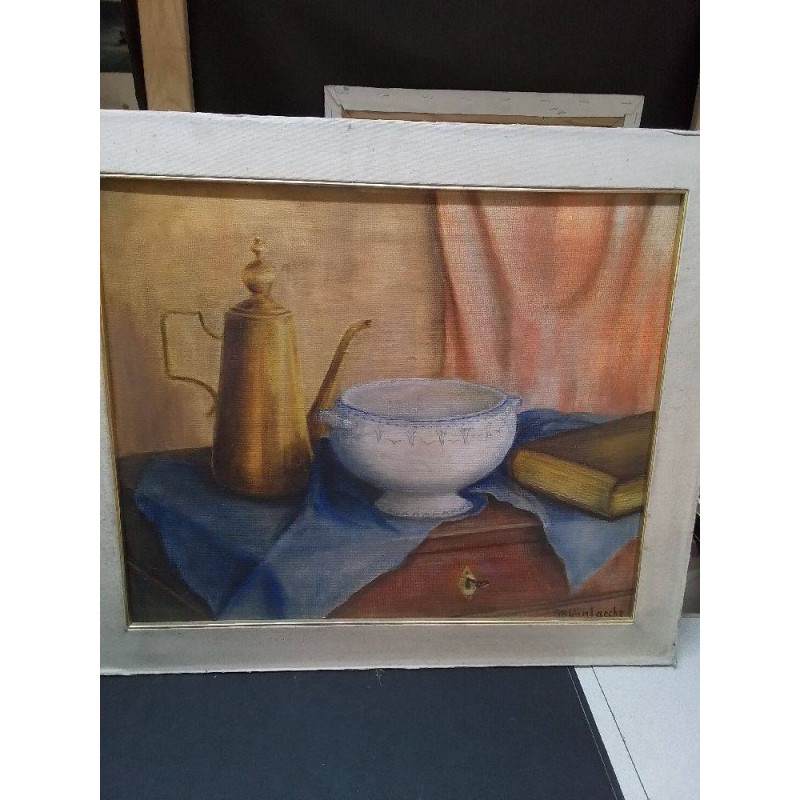 HUILE SUR PANNEAU SIGNÉE VANLAECHE 