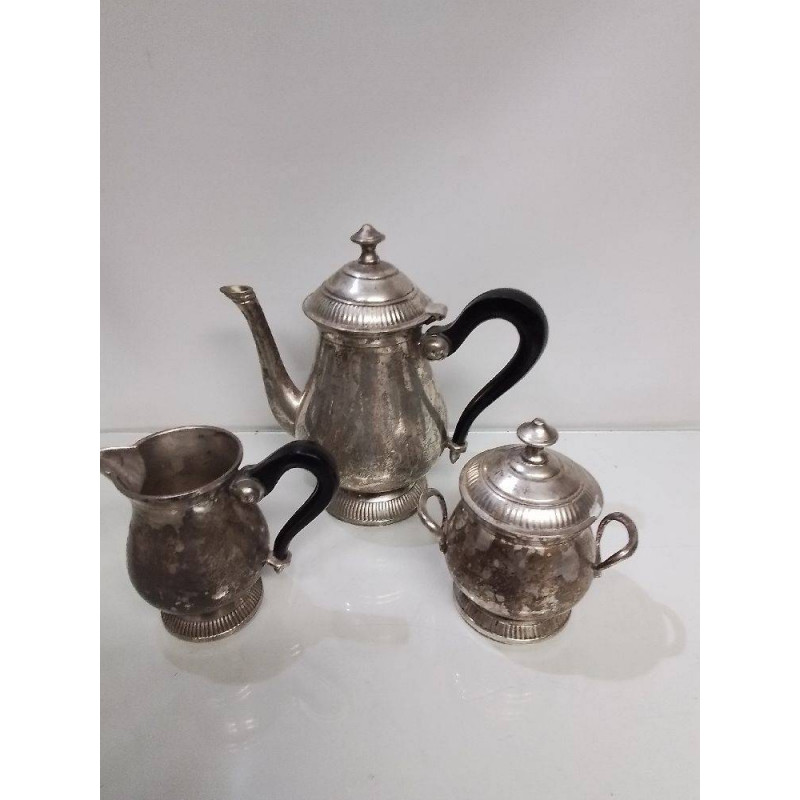SERVICE A CAFE 3 PIECES MÉTAL ARGENTÉ 