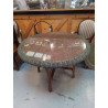 TABLE RONDE ROTIN ET BAMBOU PLATEAU VERRE 