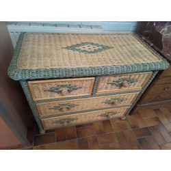 COMMODE ROTIN 4 TIROIRS 