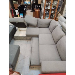 CANAPÉ D’ANGLE CONVERTIBLE TISSU GRIS