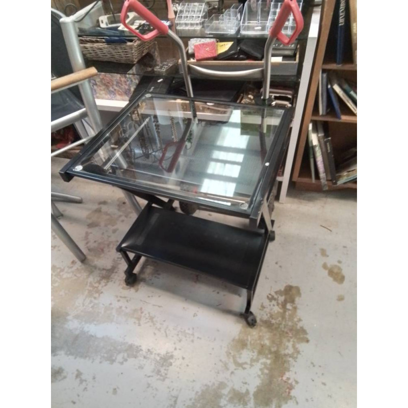 DESSERTE INFORMATIQUE METAL ET VERRE