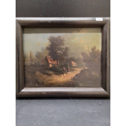 HUILE SUR PANNEAU ANCIEN...
