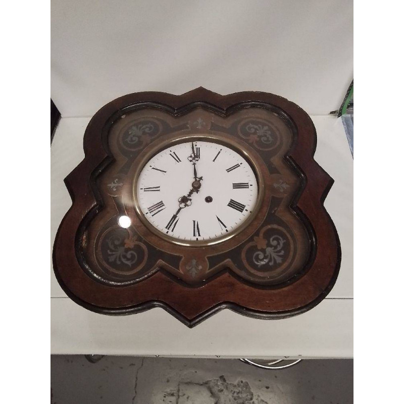 HORLOGE ANCIENNE BOIS FEUILLE DE LYS