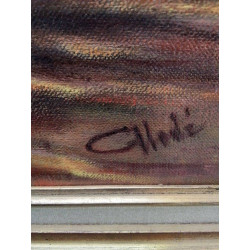 HUILE SUR TOILE FLEURS JAUNE SIGNÉ 