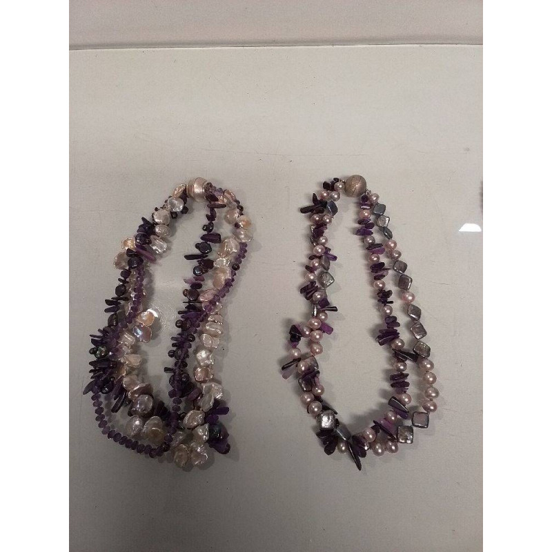 COLLIER PERLES D\'EAU ET ARGENT 