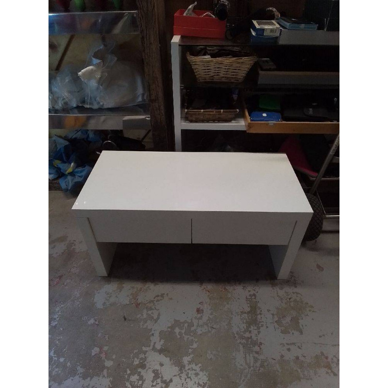MEUBLE BAS D’APPOINT 2 TIROIRS LAQUÉ BLANC 