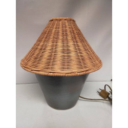 LAMPE A POSER GRES ET ROTIN 