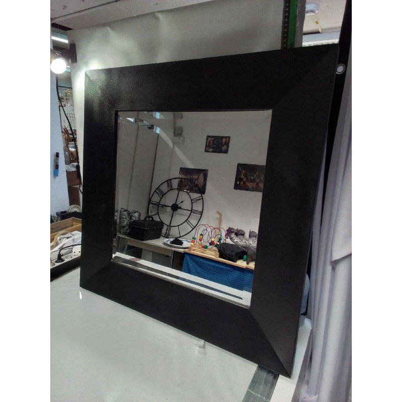 MIROIR VERRE BISEAUTÉ ENCADREMENT NOIR 
