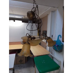 LUSTRE PATE DE VERRE 3 FEUX 