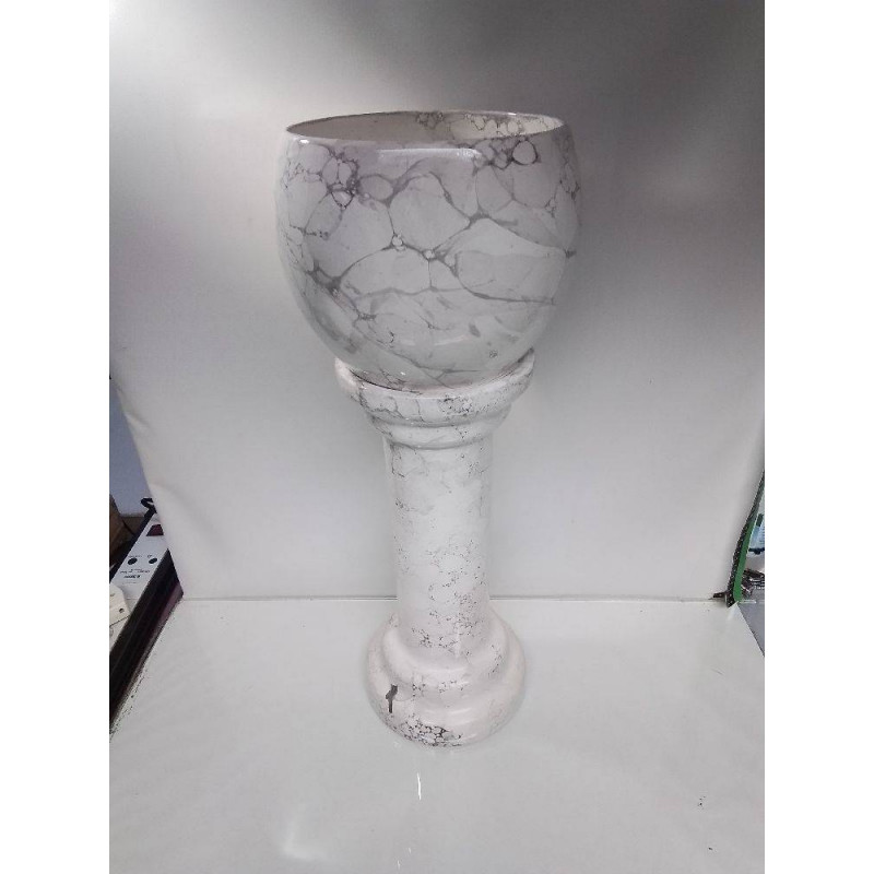 CACHE POT COLONNE STYLE MARBRE