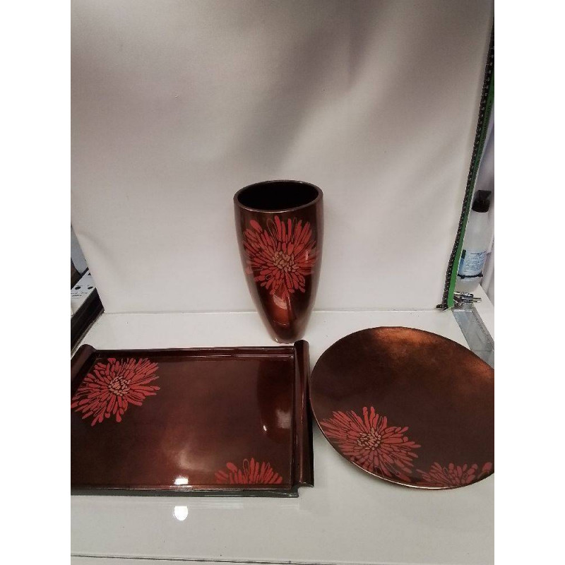 SET DECO LAQUÉ BRUN