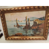 HUILE SUR PANNEAU HIRSCH SCENE MARINE 