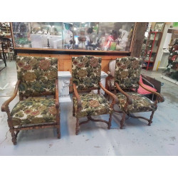 FAUTEUIL ANCIEN TISSU FLEURIS 