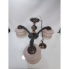 SUSPENSION ANCIENNE 3 BRANCHES GLOBES ROSES