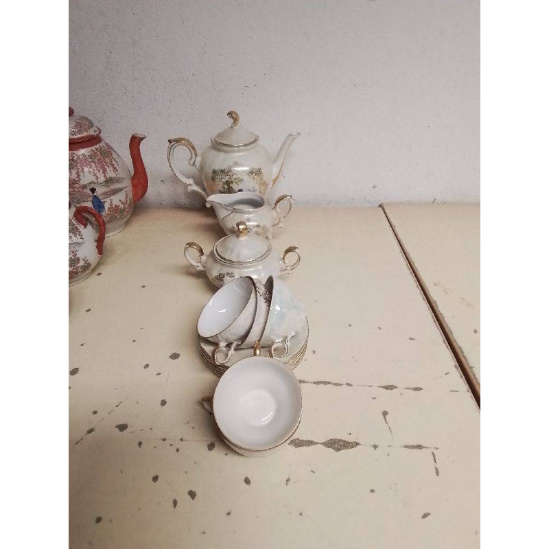 SERVICE A MOKA PORCELAINE DECOR ROMANTIQUE 